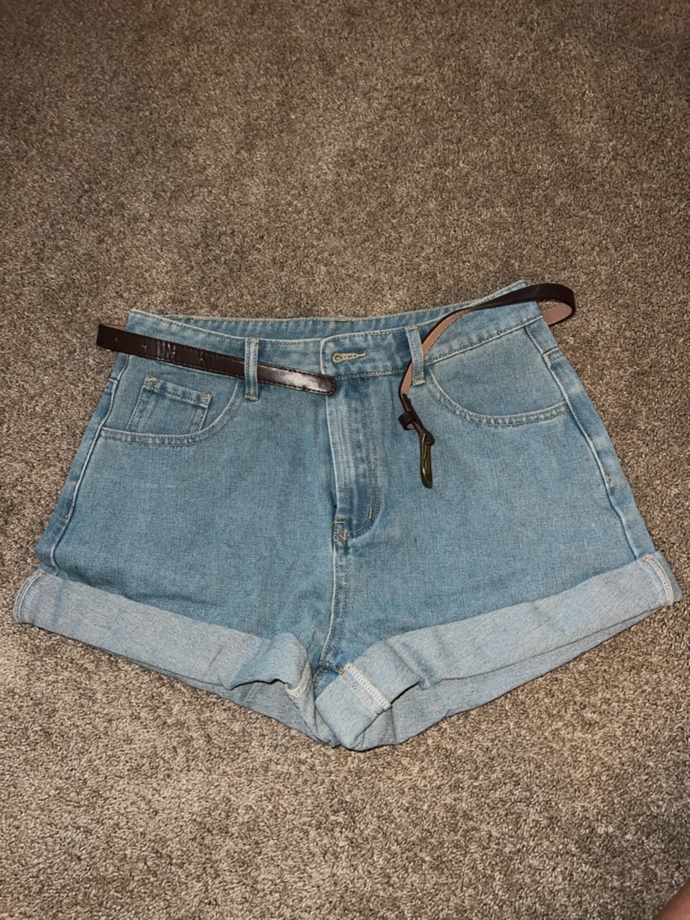 Cider High-Rise Light Blue Denim Shorts